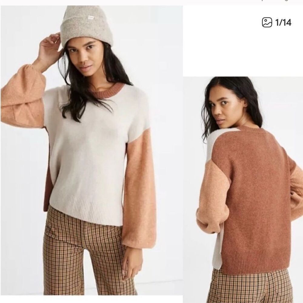 Madewell Payton color block wool blend oversized sweater xs